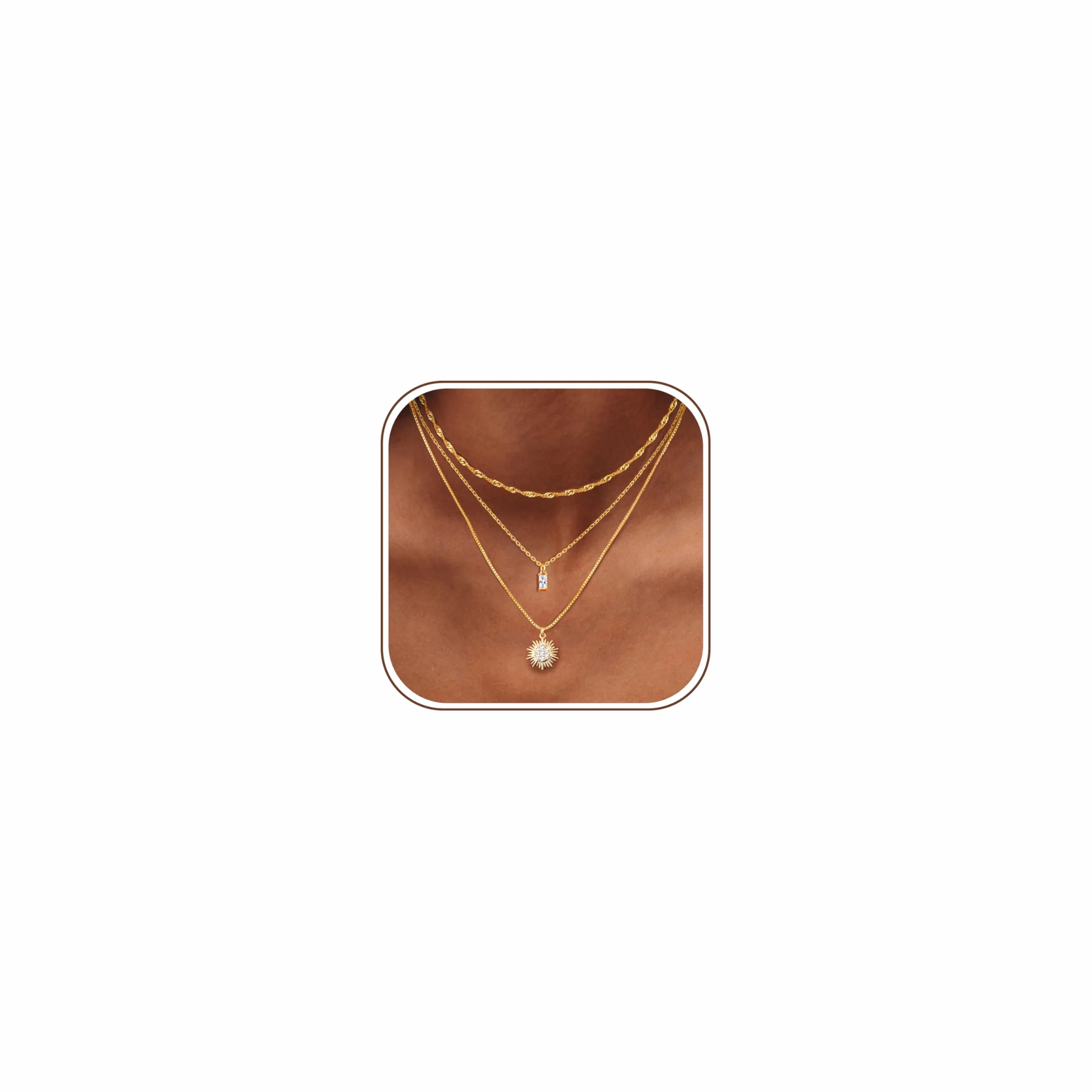Kakonia Collane Oro per Donna, Collana Oro Strato, Collana Pendente Placcata in Oro 14K, Set Collane Choker Semplici, Collane Oro Delicate, Gioielli Trendy Impilati per Donna