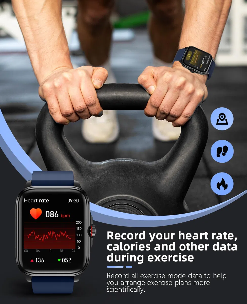 SOUYIE Smartwatch Uomo Donna, Smartwatch con Effettua/Risposta Chiamate, 1.96" Orologio Smart watch con Monitoraggio del SpO2 Sonno Contapassi per IOS Android
