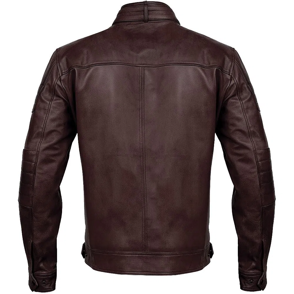 Giacca in pelle da uomo Cafe Racer stile moto tinta unita Slim Fit giacca in pelle marrone moto motociclista Cafe Racer