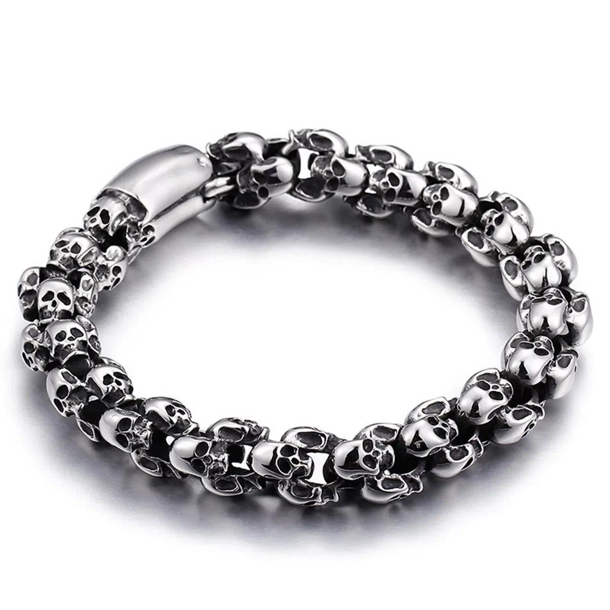 Bracciale sottile da uomo, regalo per uomini giovani, scheletro, in acciaio inox, per anniversario e compleanno