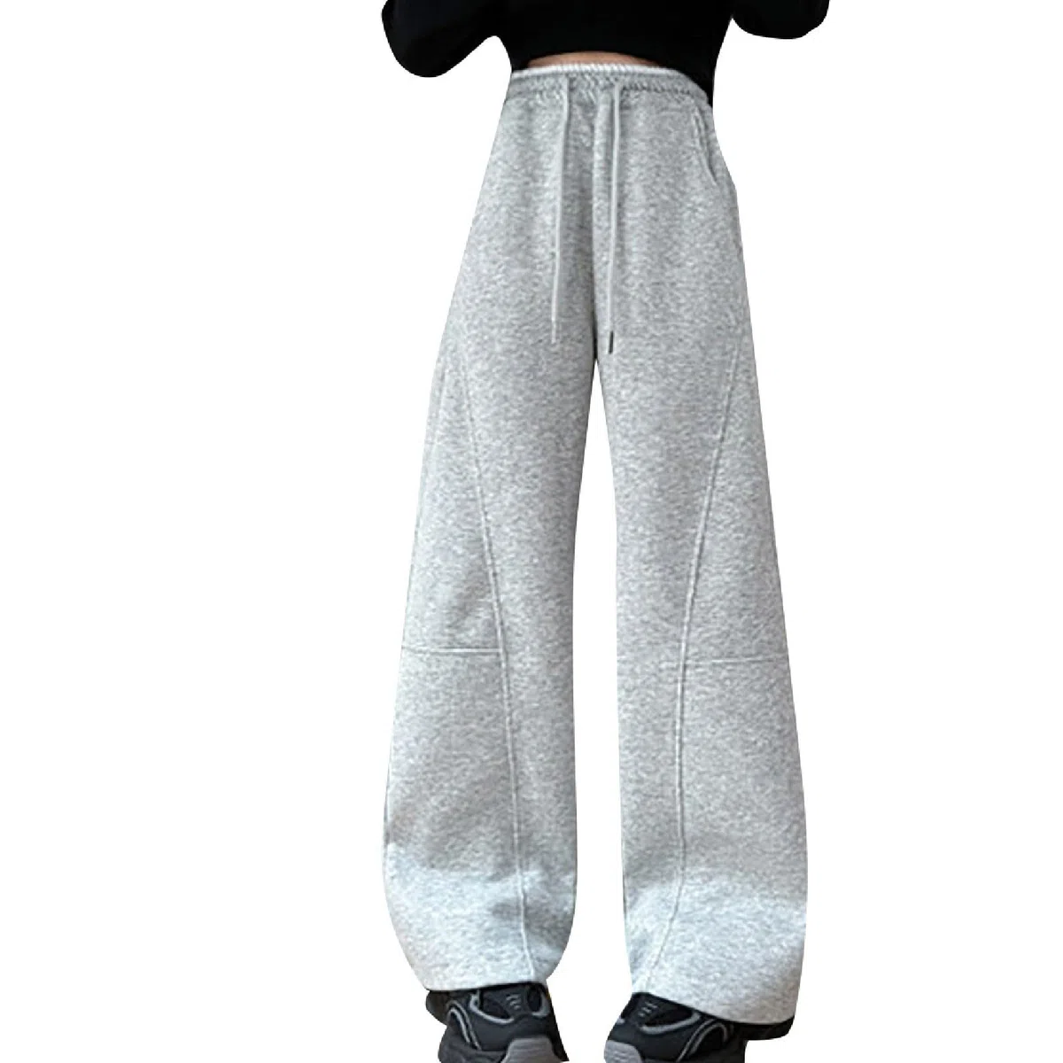 Pantaloni della tuta larghi da ragazza foderati in pile pantaloni a gamba larga per bambini morbidi caldi elastici in vita joggers comfort casual sport scuola jogging pantaloni
