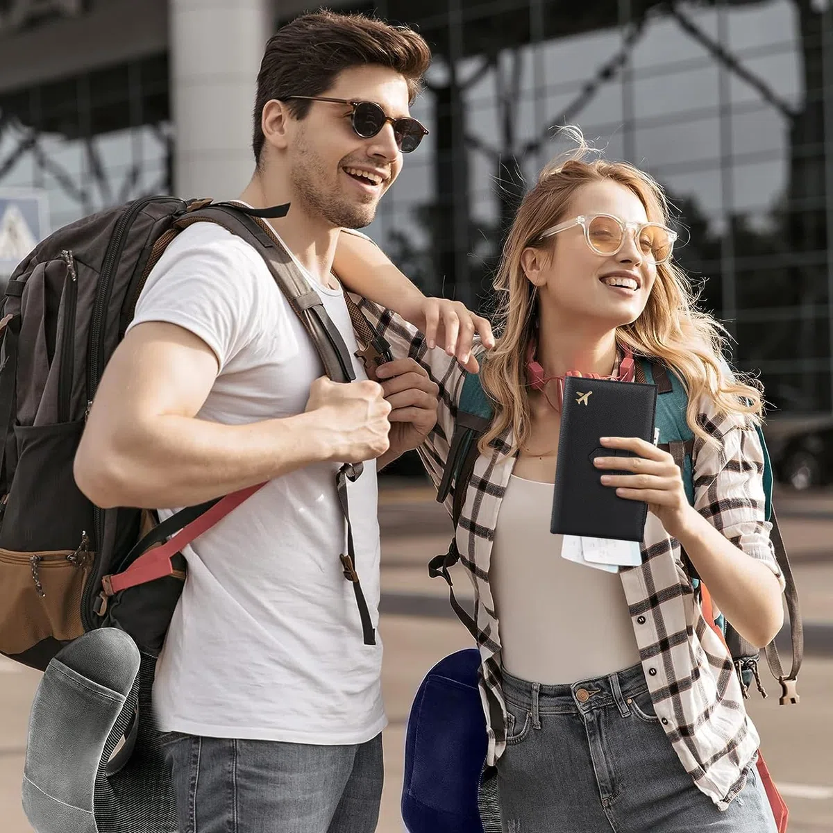 Porta passaporto da viaggio con blocco RFID – Custodia portatile nera per passaporto, impermeabile porta documenti viaggio per carte d’identità, carte di credito e documenti