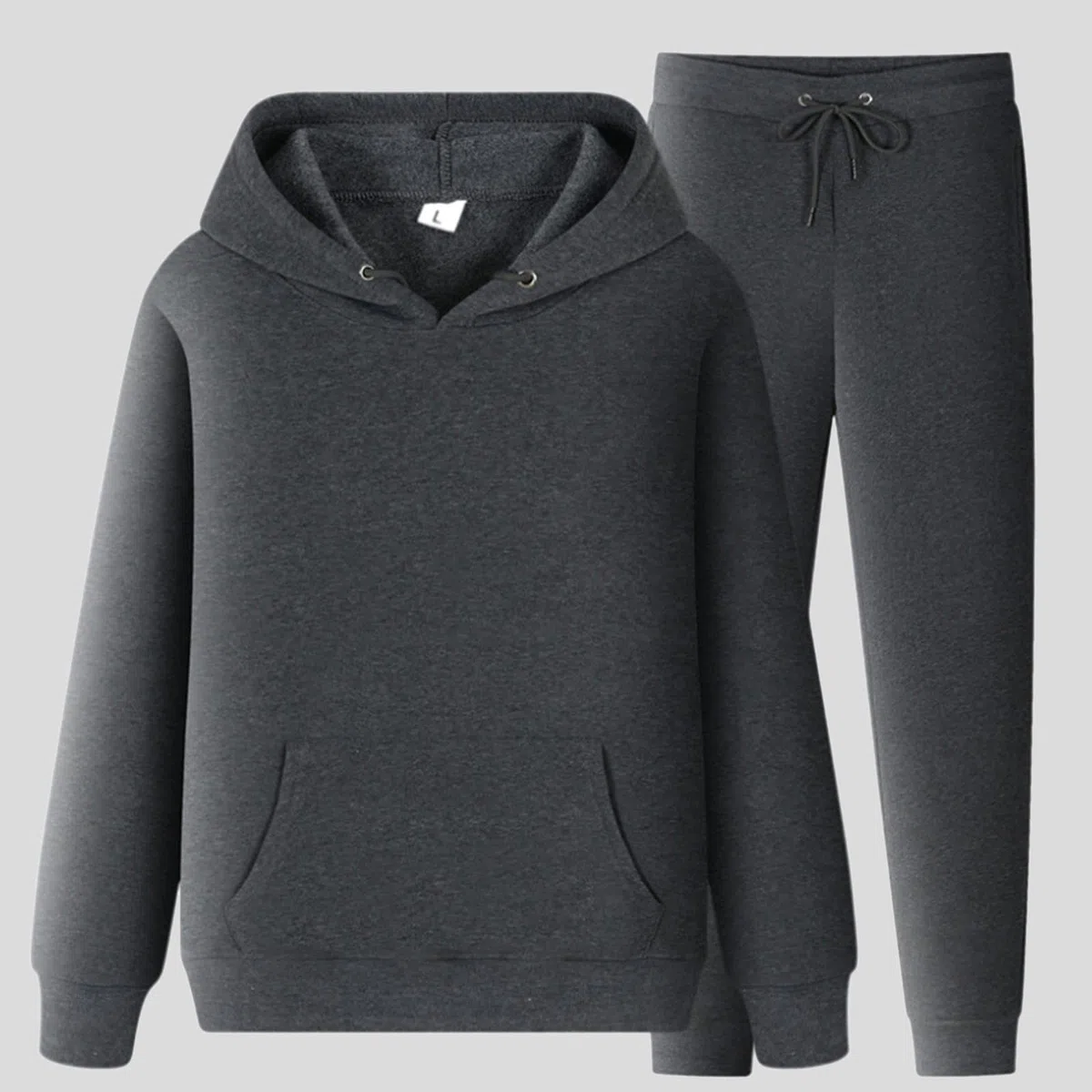 Tuta per ragazzi uomini e donne sport tuta e inverno tempo libero tinta unita felpa con cappuccio pantaloni con nappe tuta sportiva