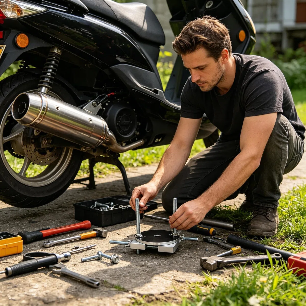 Kit Riparazione Ammaccature Tubo Scarico Attrezzo Portatile In Alluminio | Strumento Rimozione Ammaccature Per Uomo Moto Outdoor Guida Viaggio On The Road