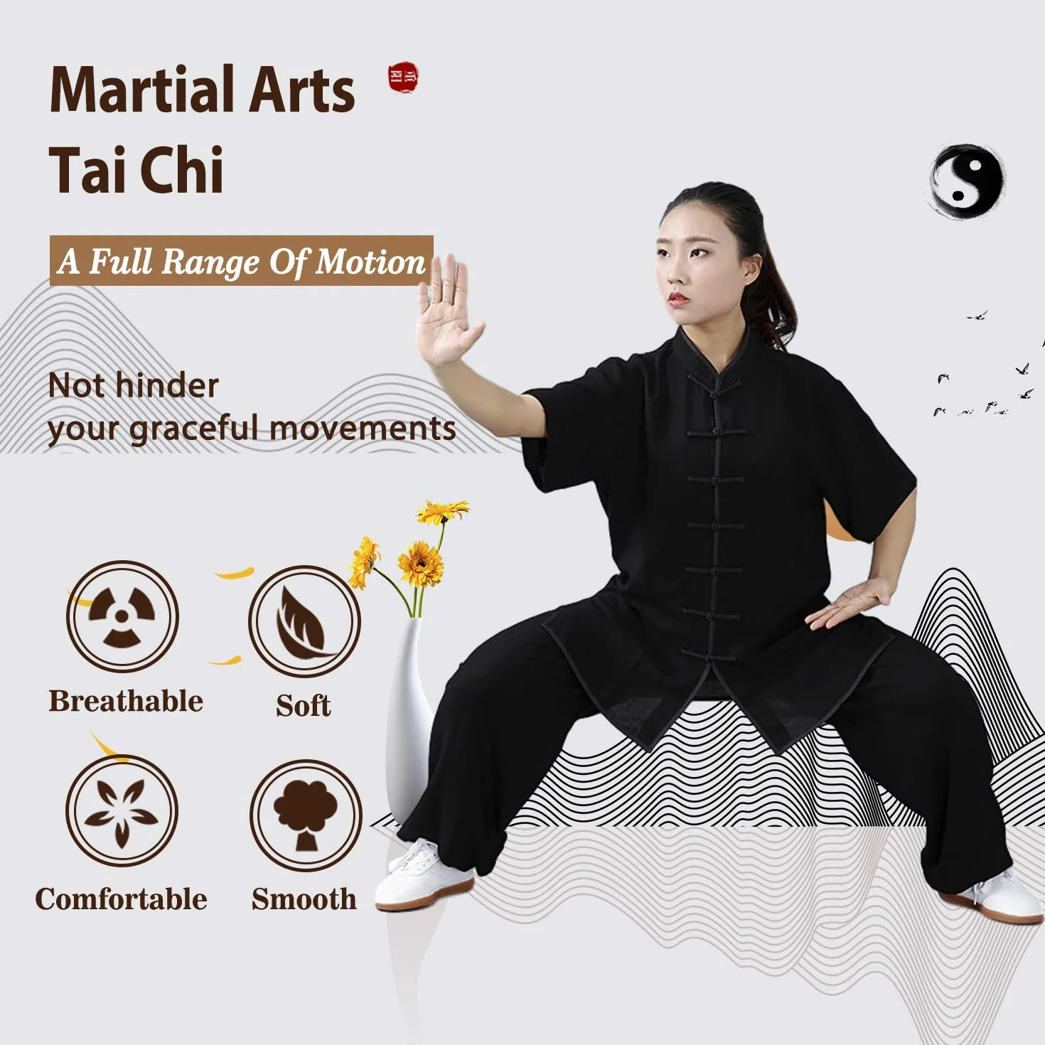 BBLAC 2KEY Tai Chi Abbigliamento | Unisex Kung Fu e Arti Marziali Uniforme | Wing Chun Uniforme| Abbigliamento per Meditazione e Qigong