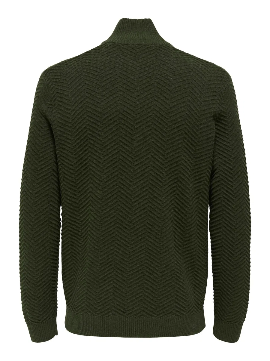 Only & Sons Onsmace Reg 12 Herringbon-Maglia a Mezza Zip Uomo