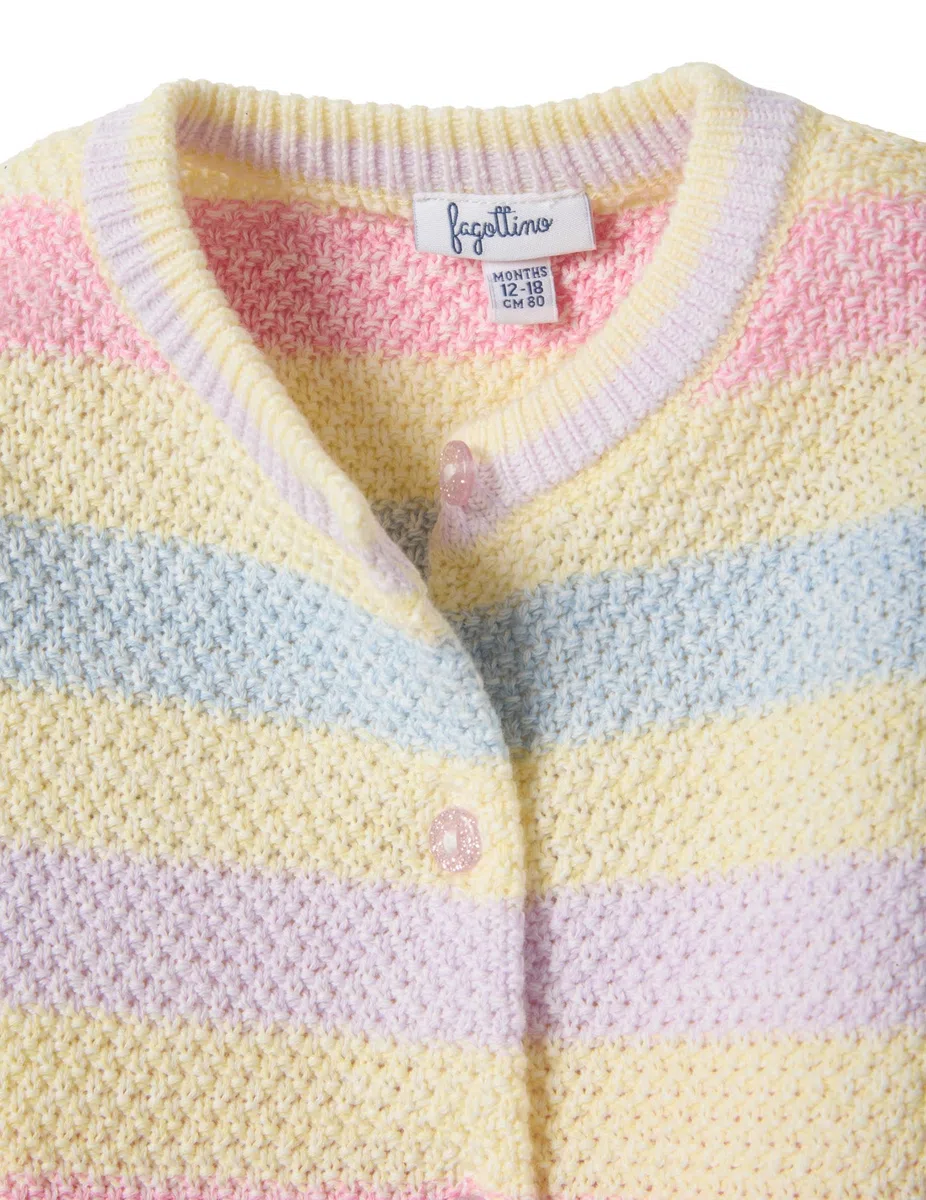 OVS Kids Cardigan in Puro Cotone a Righe Multicolor da Bimba Regular Fit