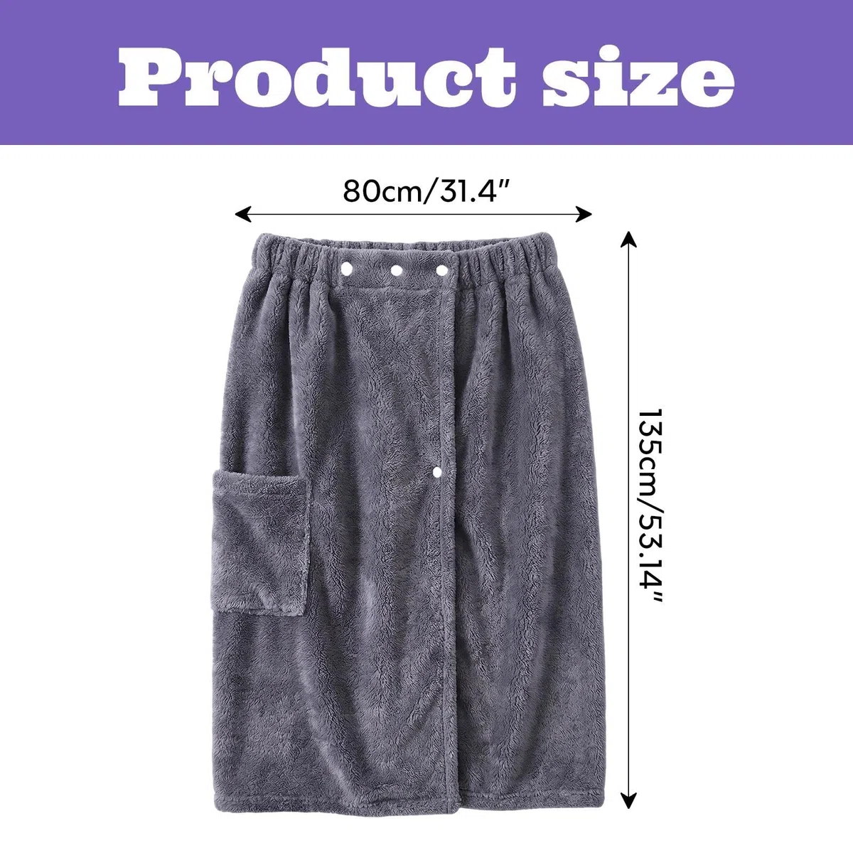 Kilt da Sauna Donna Morbido Sulla Pelle e Assorbente Asciugamano da Sauna con Bottoni Tasche e Elastico Accappatoio da Sauna Chiaro Accessorio Spa (Grigio)