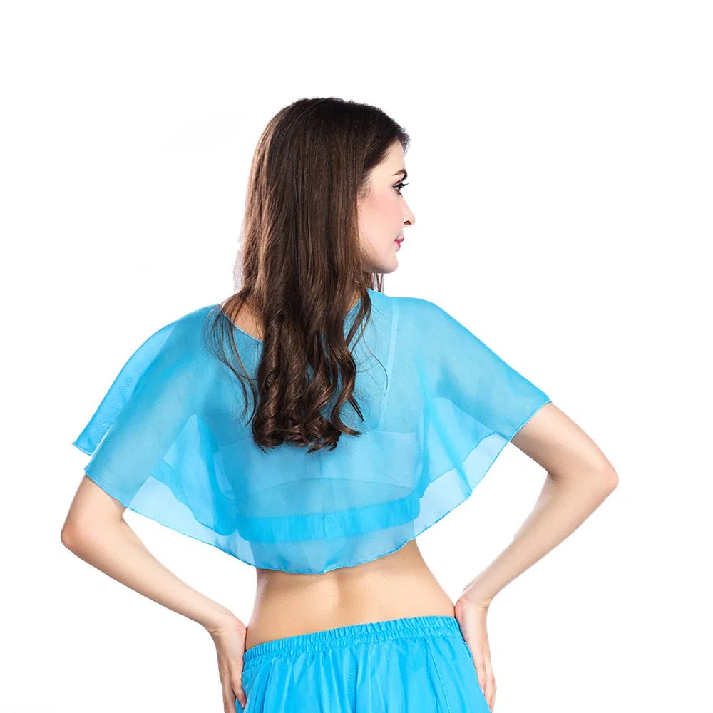 ROYAL SMEELA Top Corti Top Danza del Ventre Abbigliamento da Ballo Sexy Top Elegante Costume da Ballo di Moda Le Prestazioni della Pratica Femminile Top in Chiffon Color Caramella Pratica Vestiti