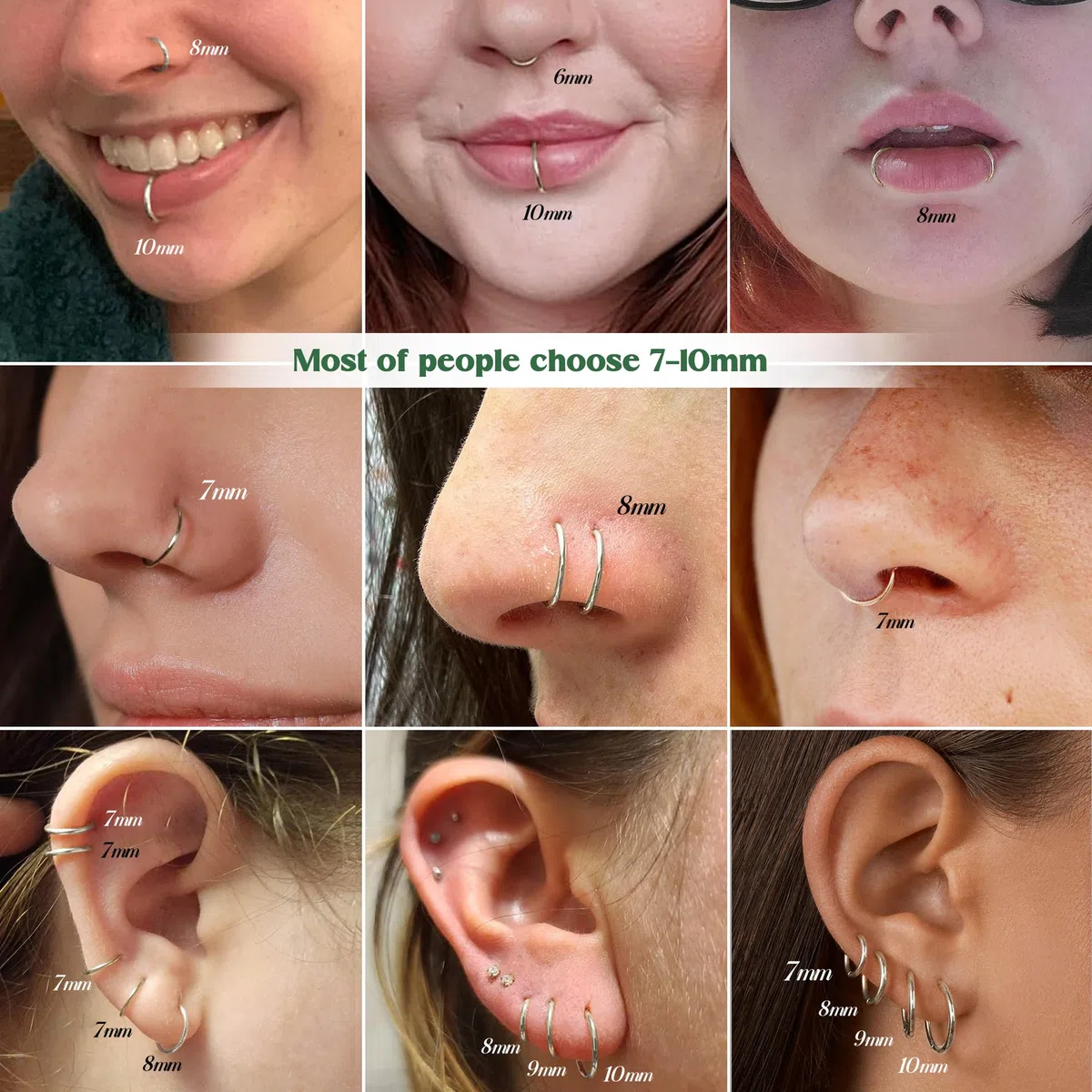 BodyBonita Nostril Piercing Naso In 16G/18G Titanio Orecchini Cerchio Anello Per Septum Conch Helix Uomo Con Design Pugnale Clicker Trago Cartilagine Lobo Ipoallergenico Gioielli Di Stile Moderno
