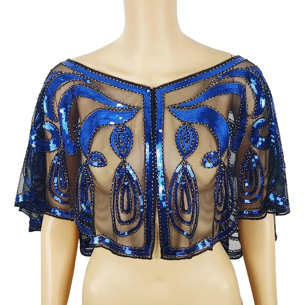 Scialle da Donna Ricamato con Glitter Paillettes Sciarpa Gatsby da Donna Anni '20 Stola Retrò per Abito da Sera Stole Vintage con Paillettes per la Festa Nuziale Serale di Nozze