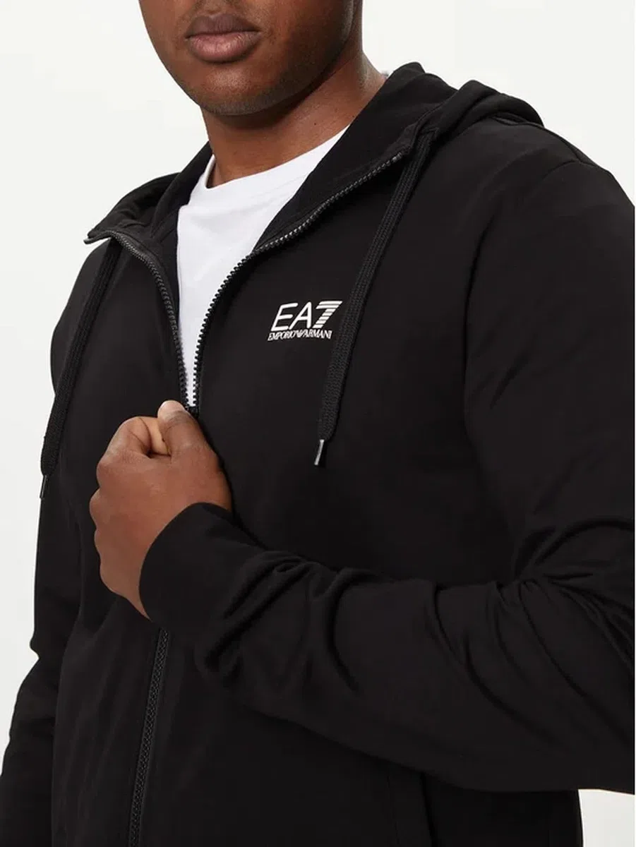 EA7 Uomo Tuta Con Cappuccio Zippe, Nero/Oro