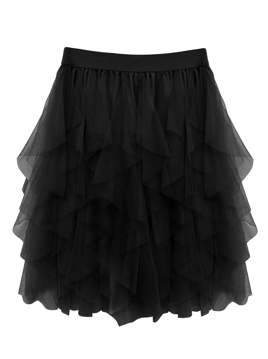 Wikoan Gonna in Tulle Trasparente da Donna Abito Asimmetrico alla Moda con Fodera Gonna a Pieghe Stile Principessa