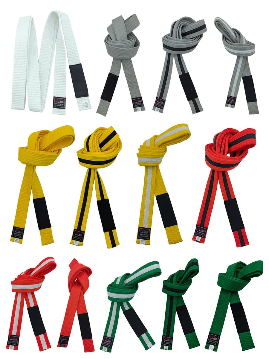 Cintura brasiliana per jiu-jitsu giovanile con sistema di grado BJJ sotto i 16 anni, larghezza 4 cm, per bambini, bianco, grigio, giallo, arancione, verde