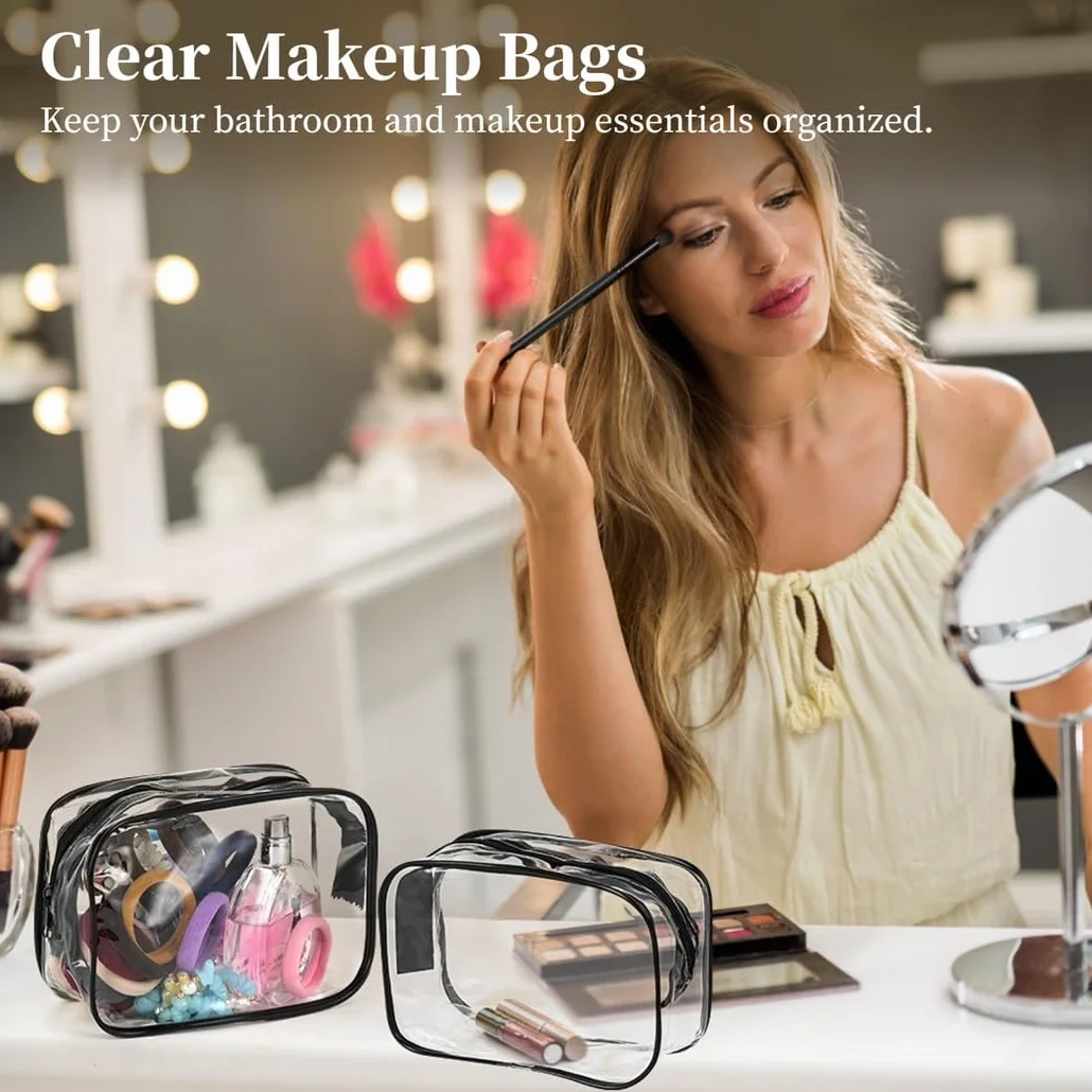 36 sacchetti trasparenti per trucco, da viaggio, con cerniera, in plastica PVC impermeabile, organizer portatile per vacanze, viaggi, bagno