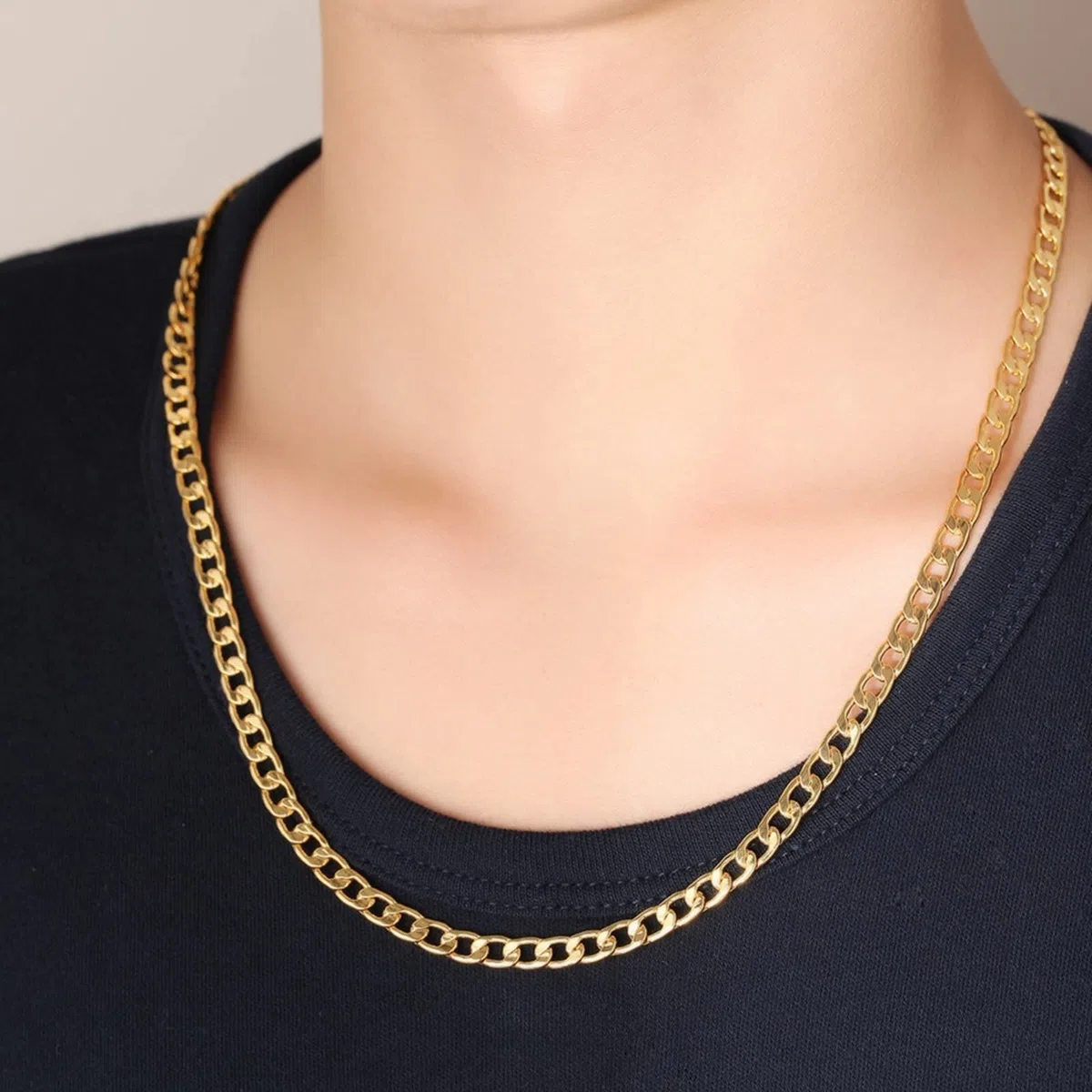 WZGWDC Collana da Donna, Catena placcata Oro Hip Pop Rock Elegante con Chiusura a moschettone per Regali di Gioielli di Compleanno per fidanzati da Uomo
