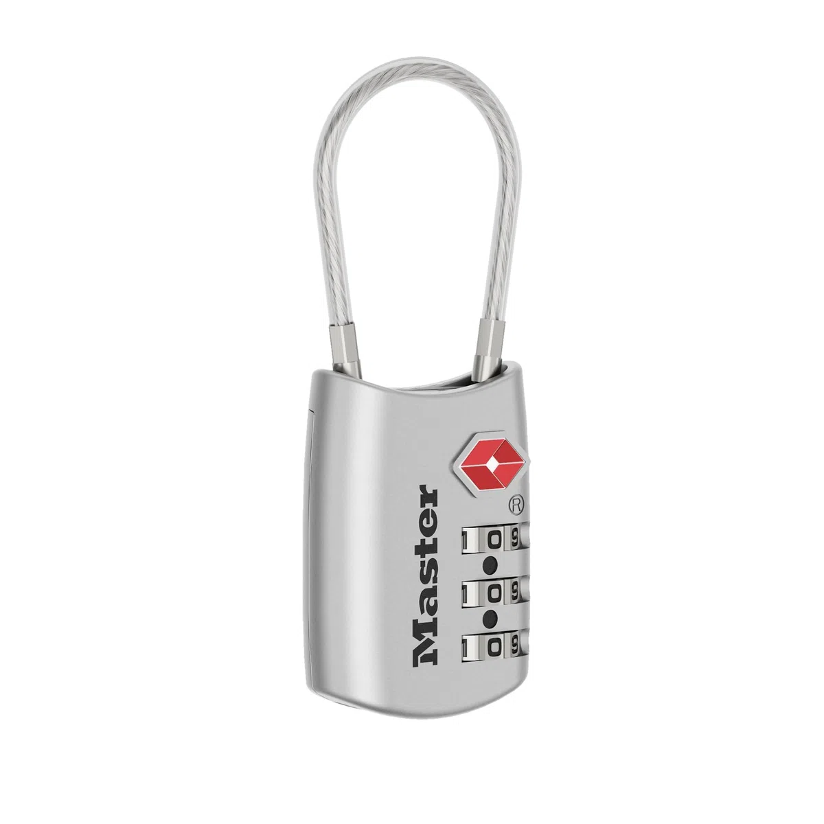 Master Lock 4688DSLV Imposta la Tua Combinazione di Serratura per Bagagli Approvata TSA, Argento, 1 confezione