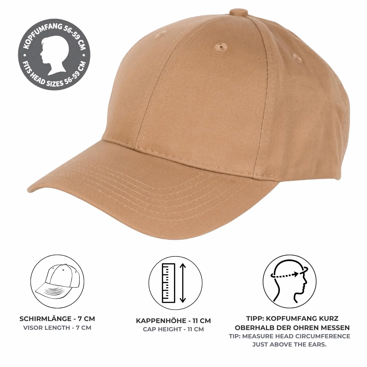 styleBREAKER Cappello da Baseball Unisex a 6 Pannelli, in Cotone Spazzolato, Chiusura Regolabile con Chiusura a Strappo, Design Monocromatico per Uomo e Donna