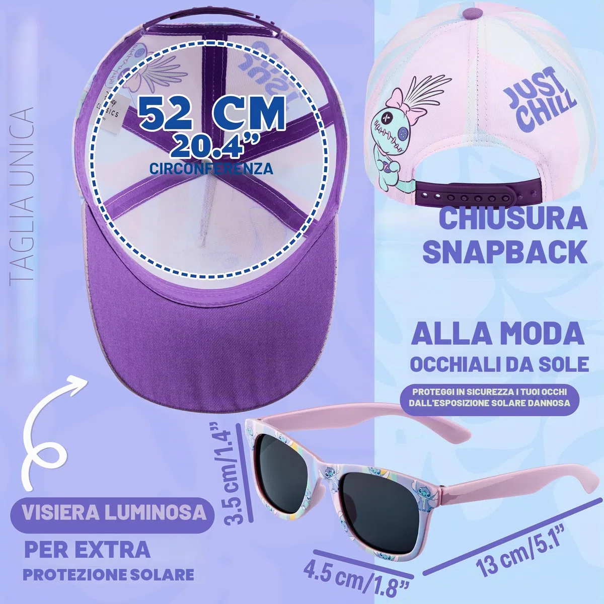 Get Trend Occhiali da Sole e Cappello Bambina Set Regolabile Cappello Protezione UV400 Occhiali da Sole Bambini