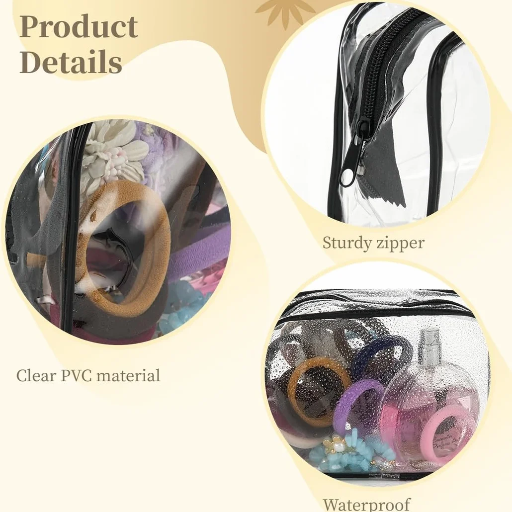 36 sacchetti trasparenti per trucco, da viaggio, con cerniera, in plastica PVC impermeabile, organizer portatile per vacanze, viaggi, bagno