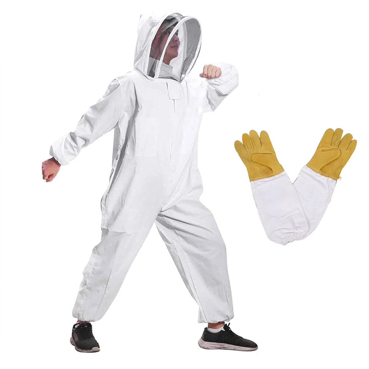 Tuta da apicoltura, giacca da apicoltura, da donna, colore bianco, per apicoltori professionali e principianti (L)