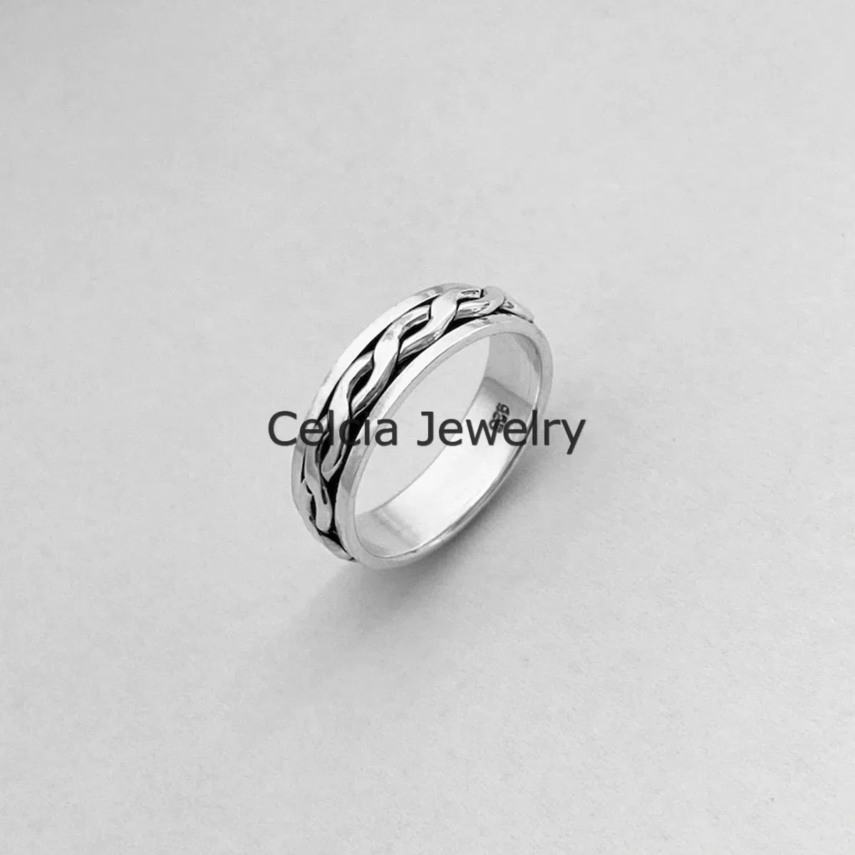 925 Sterling Silver Unisex intrecciato Spinner Ring, Ansia Anello, Anello d'argento, Boho Bohemian Ring, Anello minimalista, Regali per la festa della mamma, Anello Mens unico