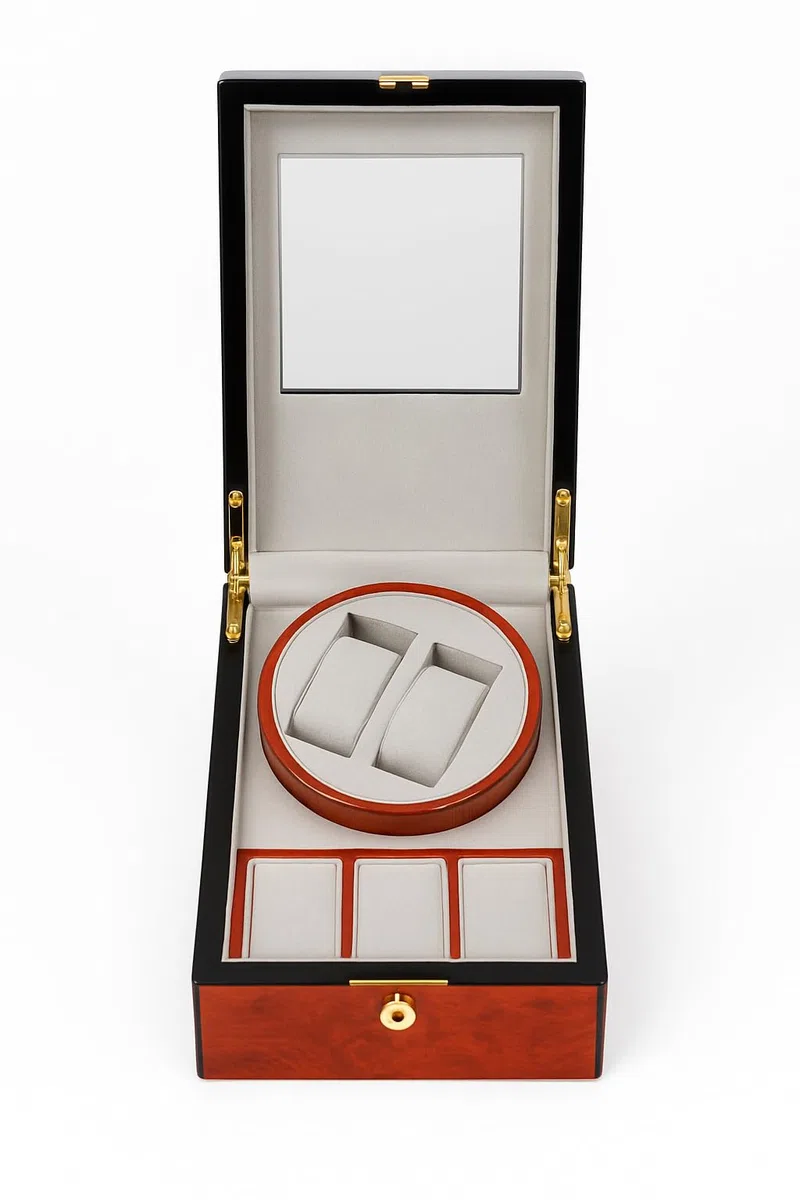Carica Orologi Automatici Watch Winder 2 Orologi + 3 Supporti – Scatola Porta Orologi Elegante in Legno con Rotore Silenzioso, Movimento Automatico, Custodia Espositore Orologi da Collezione