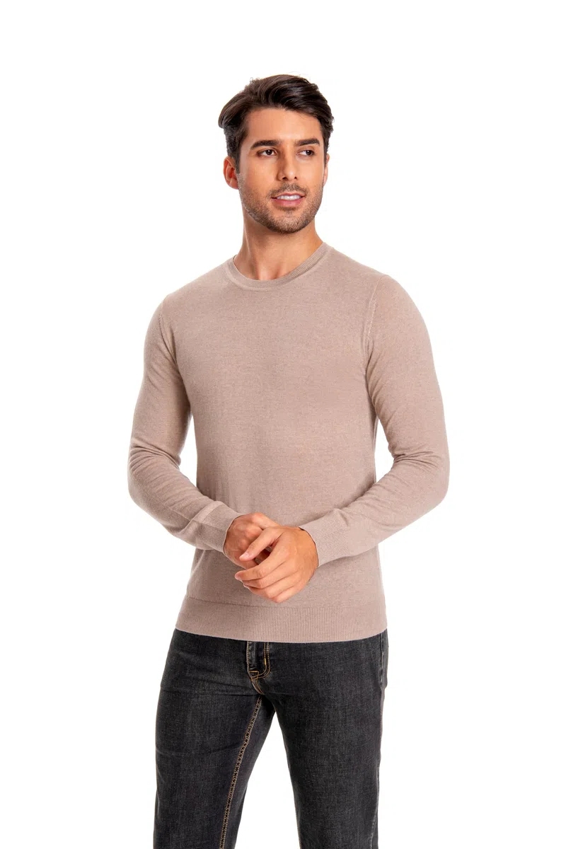 Men's 100% Extrafine Merino Wool Long Sleeve Crew Neck Jumper