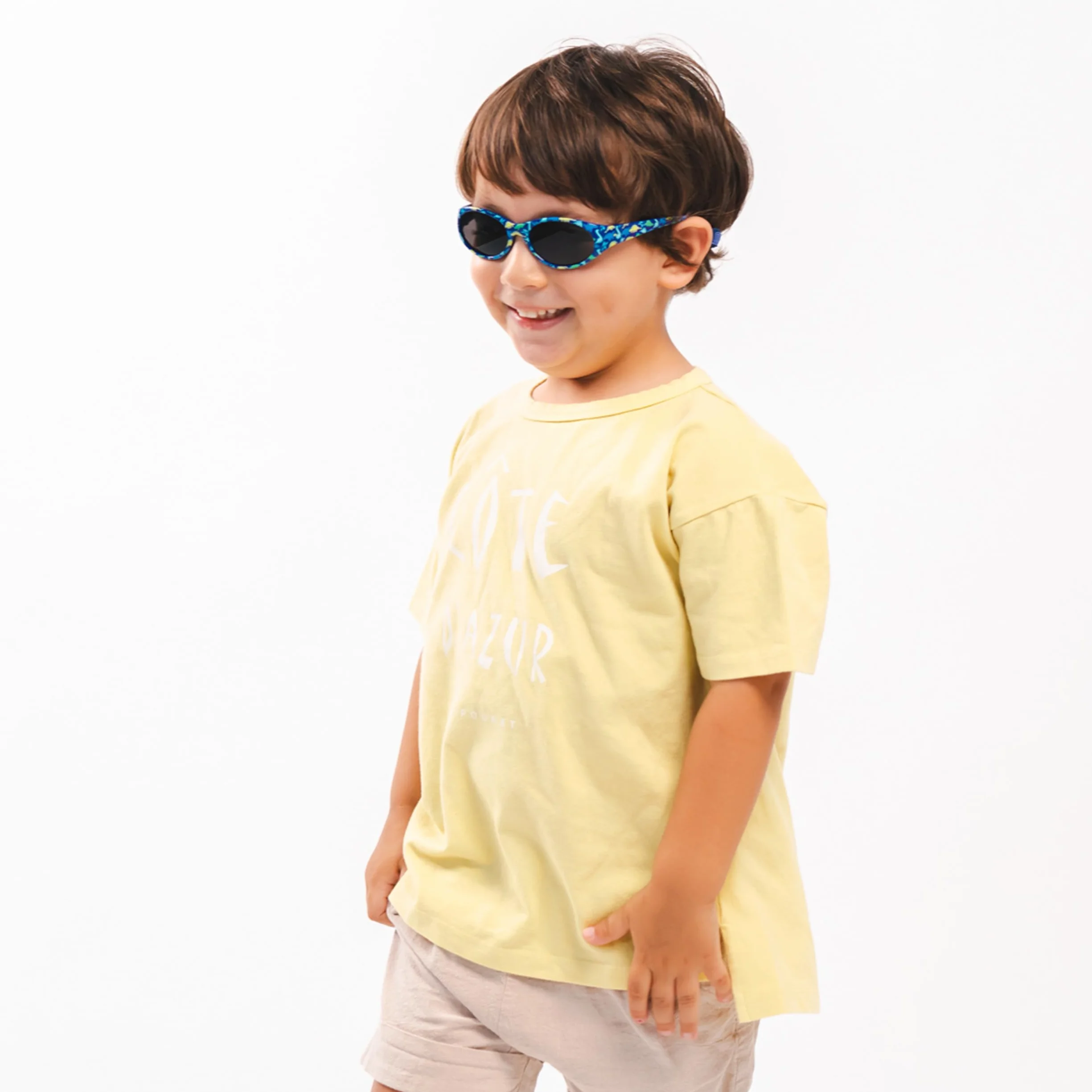 Kiddus Occhiali da Sole per Bambini e Bambine. Da 2 anni. In Gomma Flessibile. Elastico Regolabile e Rimovibile. Protezione 100% UV400