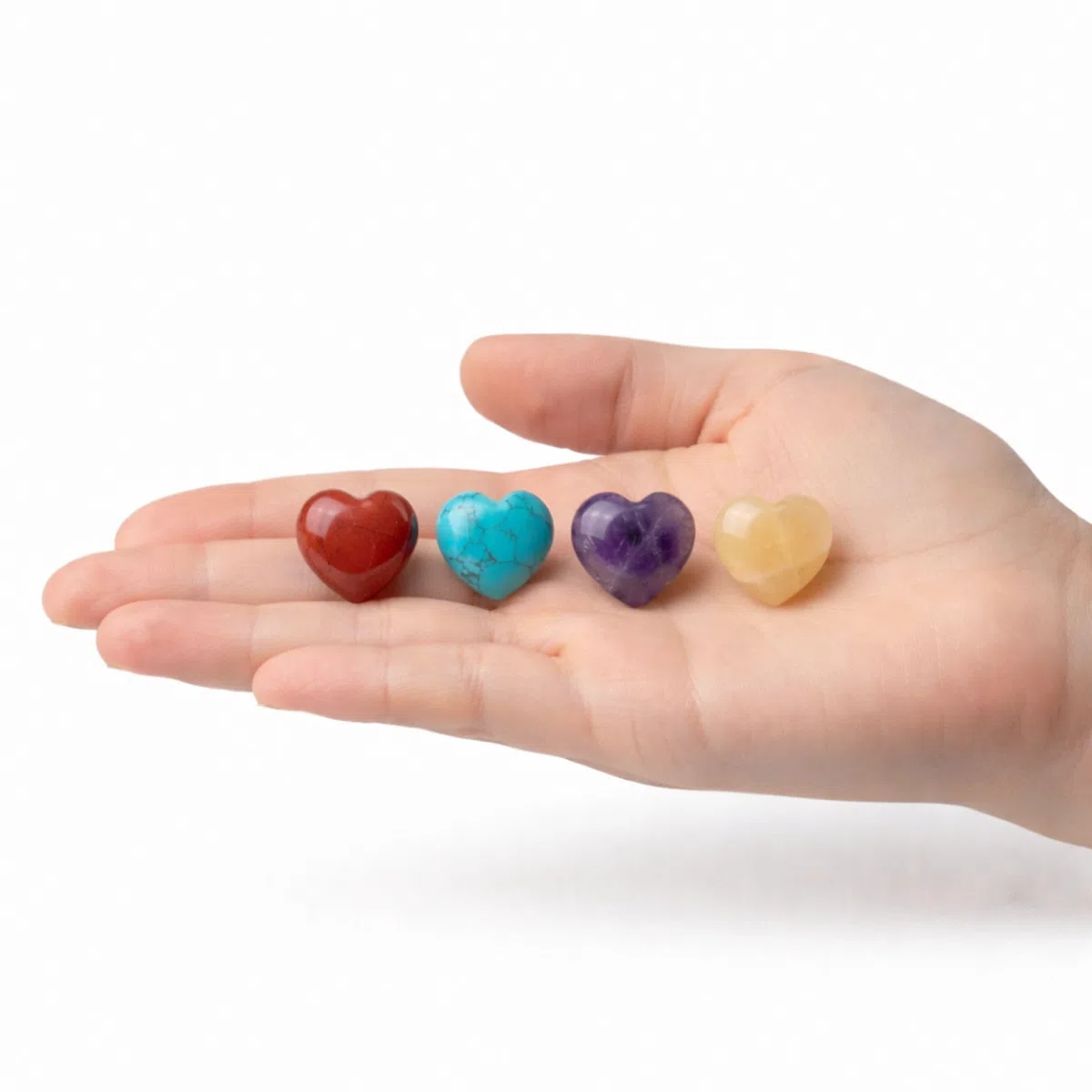 MilaBoo Set di 12 pietre naturali a forma di cuore, in due misure, 20 x 10 mm o 25 x 14 mm, piccoli cuori in sacchetto di organza bianco