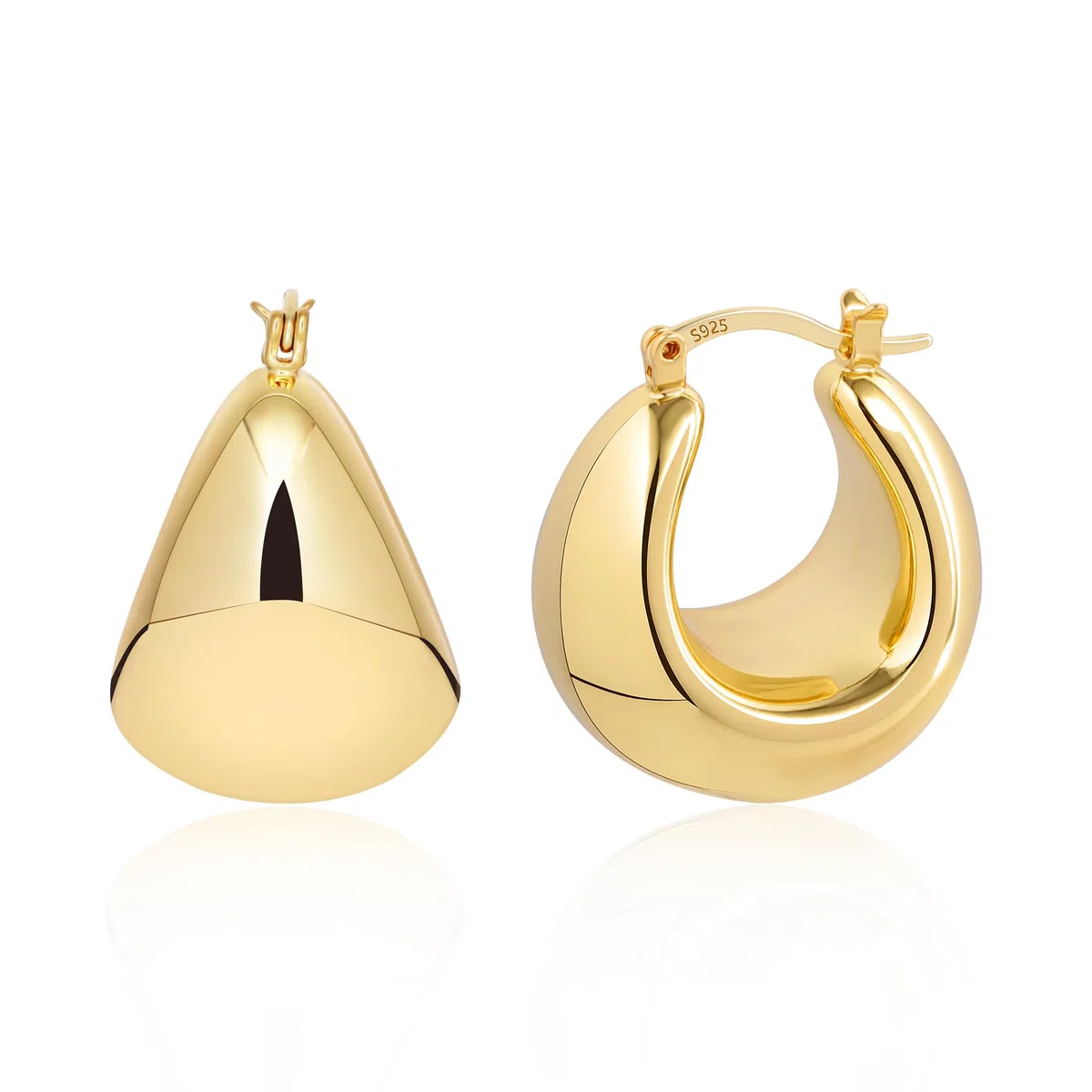 ALEXCRAFT Orecchini Donna Argento 925 Ago Chunky Cerchio 14K Oro Placcato