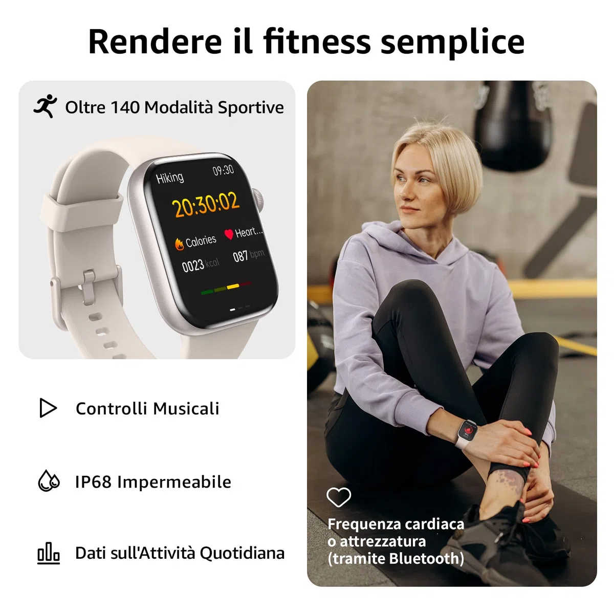 AcclaFit Smartwatch Uomo Donna, 1.85" Full Touch Screen Smartwatch con Effettua/Risposta Chiamate, Fitness Tracker con Pressione Sanguigna e Monitor Sonno, 140+ Sport Step Counter per Android iOS