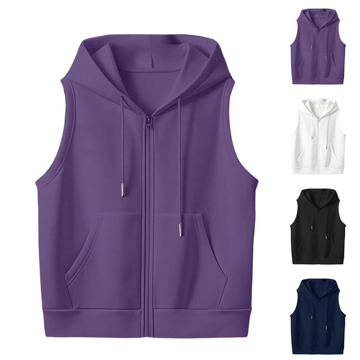 Felpa con cappuccio da donna senza maniche con cerniera, vestibilità ampia, senza maniche con cerniera, gilet alla moda alla moda casual lusinghiero gilet casual leggero gilet traspirante tinta unita