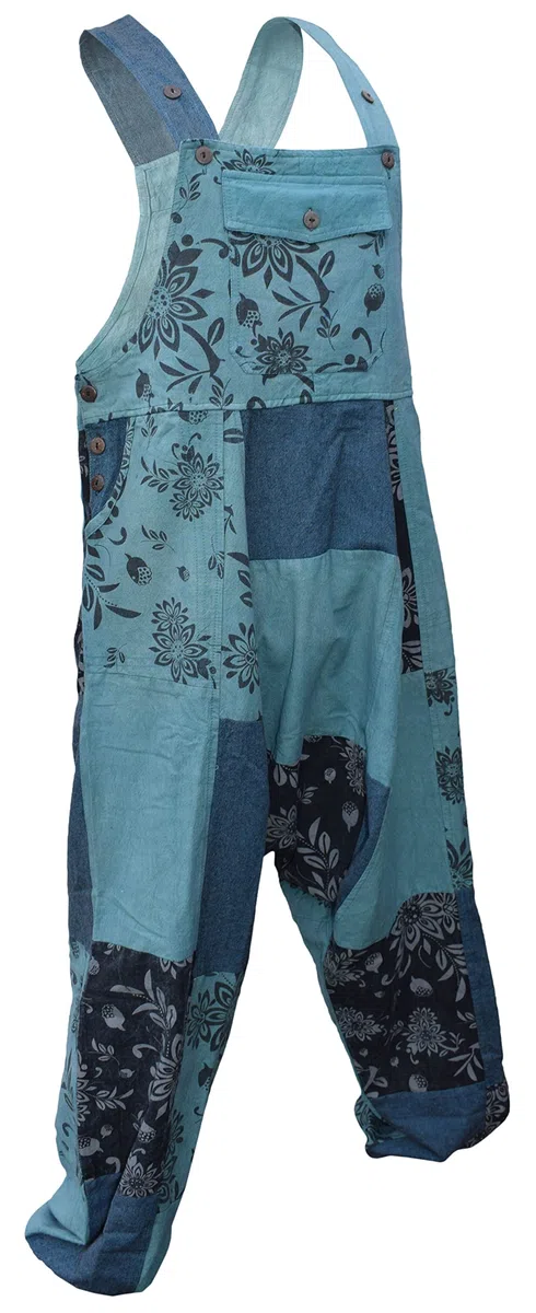 Gheri Salopette Harem in cotone stampato patchwork sciolto da uomo