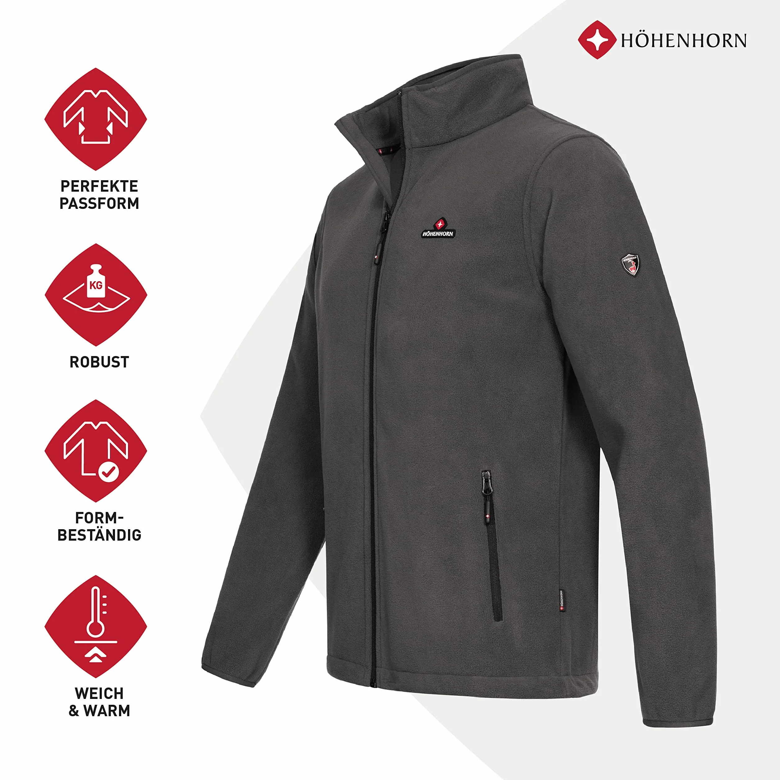 HÖHENHORN Badus Eigler Giacca in pile da uomo Full Zip Outdoor Trekking Trekking