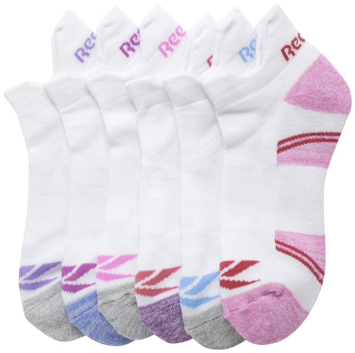 Reebok Calzini da donna alla caviglia, confezione da 6 paia di calzini sportivi a taglio basso da donna con linguetta anti-vesciche (4-10)