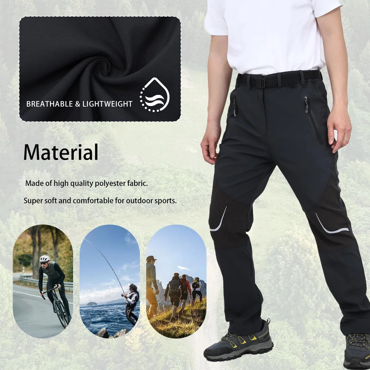 Pantaloni da Passeggio Traspiranti Pantaloni da Campeggio Leggeri Antivento Sportivi all'aperto Pantaloni da Trekking