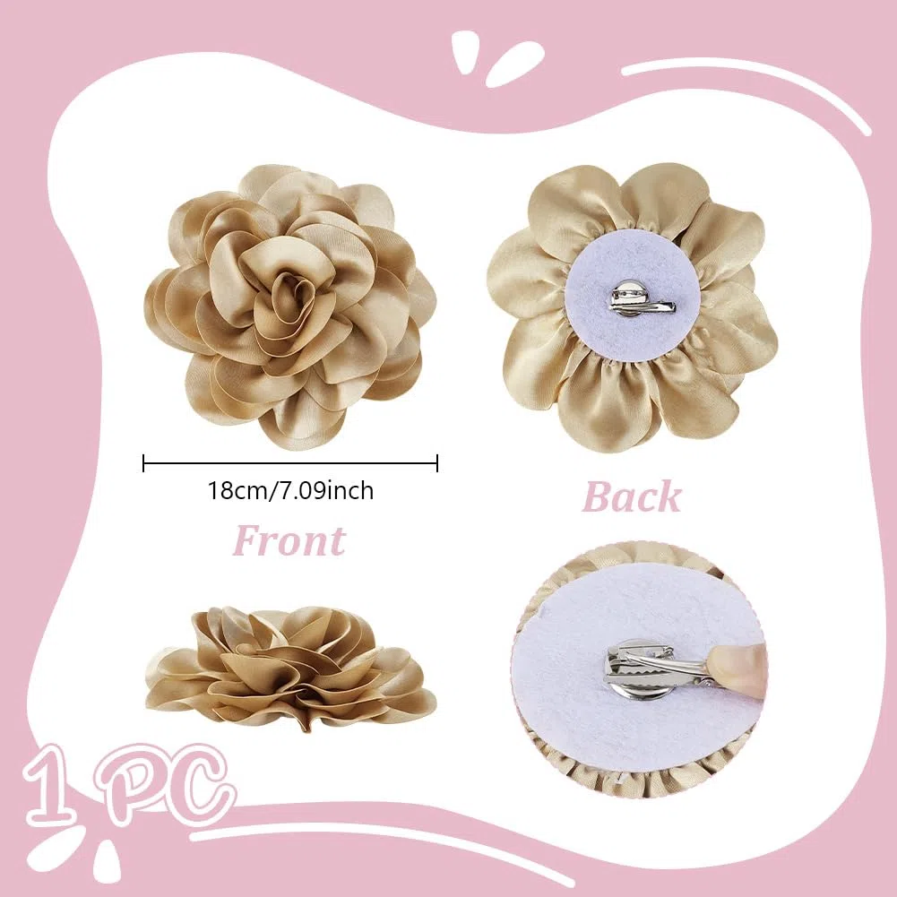 PH PandaHall 18cm Spilla a Forma di Fiore Rosa Elegante per Donna - Fermaglio Grande per Cerimonia e Abiti da Ballo, Goldenrod