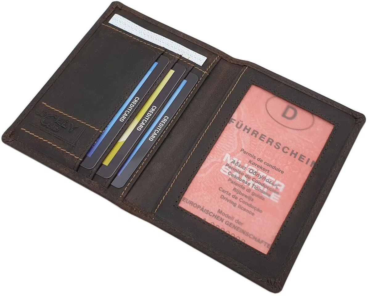 myledershop Vacchetta porta carte d'identità e carte di credito con blocco RFID & NFC in marrone