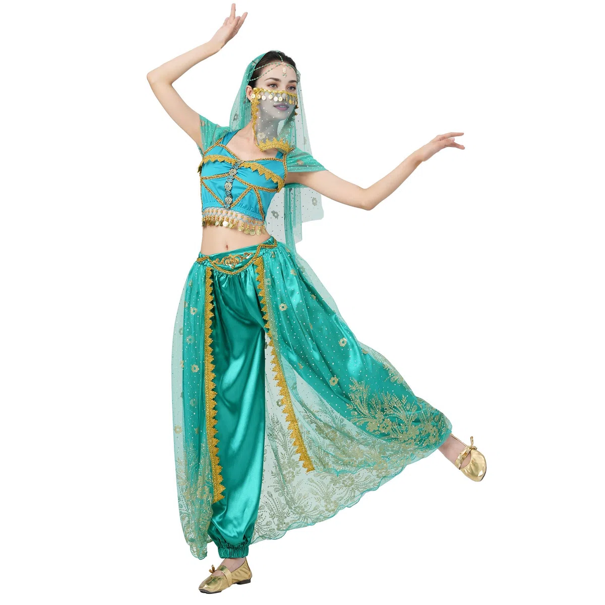MUNAFIE Costume da danza del ventre, per cosplay, Halloween, carnevale, compleanni, feste, paillettes