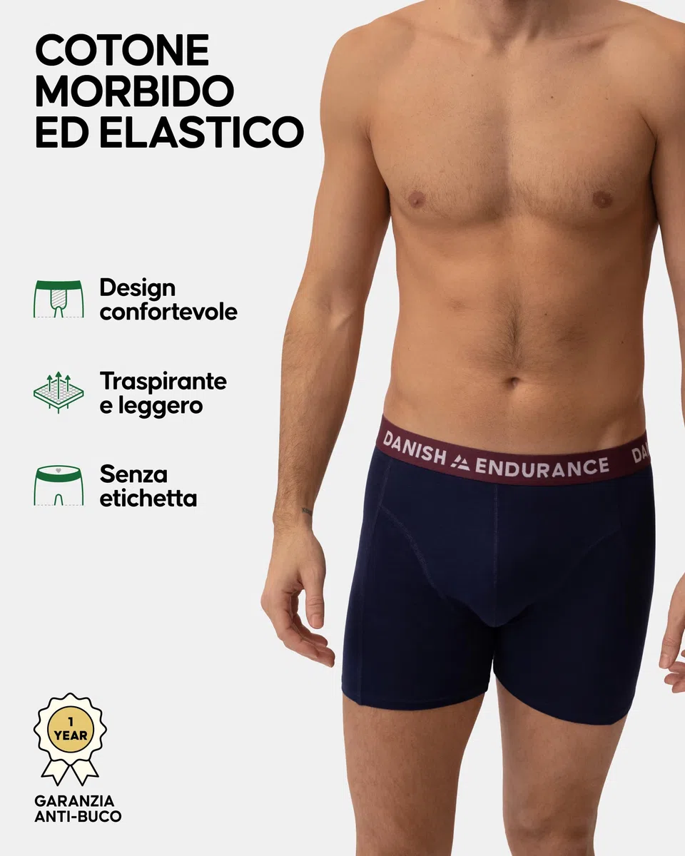 DANISH ENDURANCE, Boxer da uomo, in morbido cotone, elasticizzati, traspiranti, con o senza patta, confezione da 6 o 10