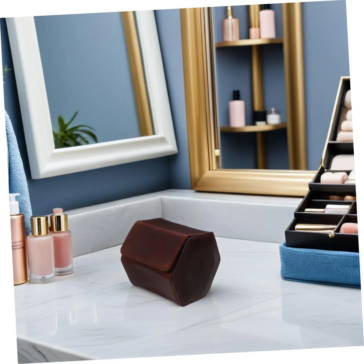 Mikikit Custodia Da Viaggio Per Orologi in Pelle Rotolo Design Esagonale Retrò Protezione Da Urti Interno Morbido Organizer Per Gioielli Per Uomo e Donna