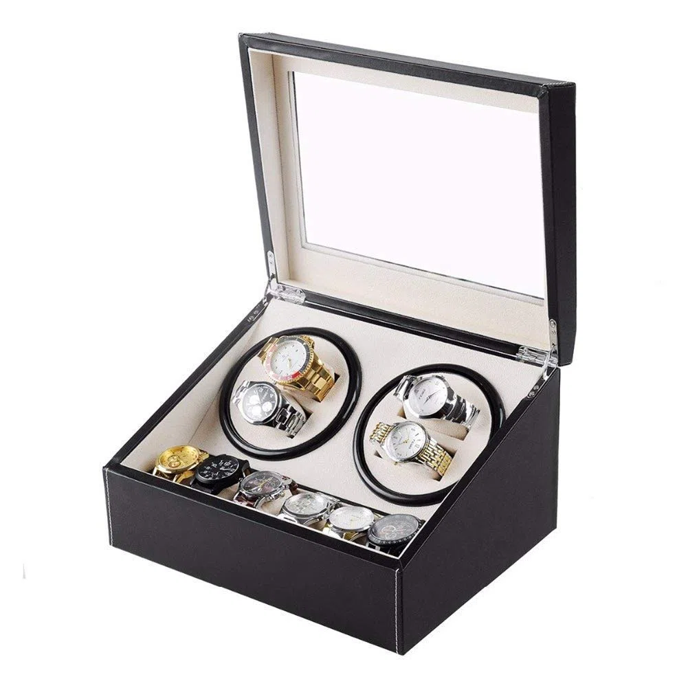 4+6 Casella di Automatico di Orologio Nero, Scatola di archiviazione di visualizzazione silenziosa batteria1