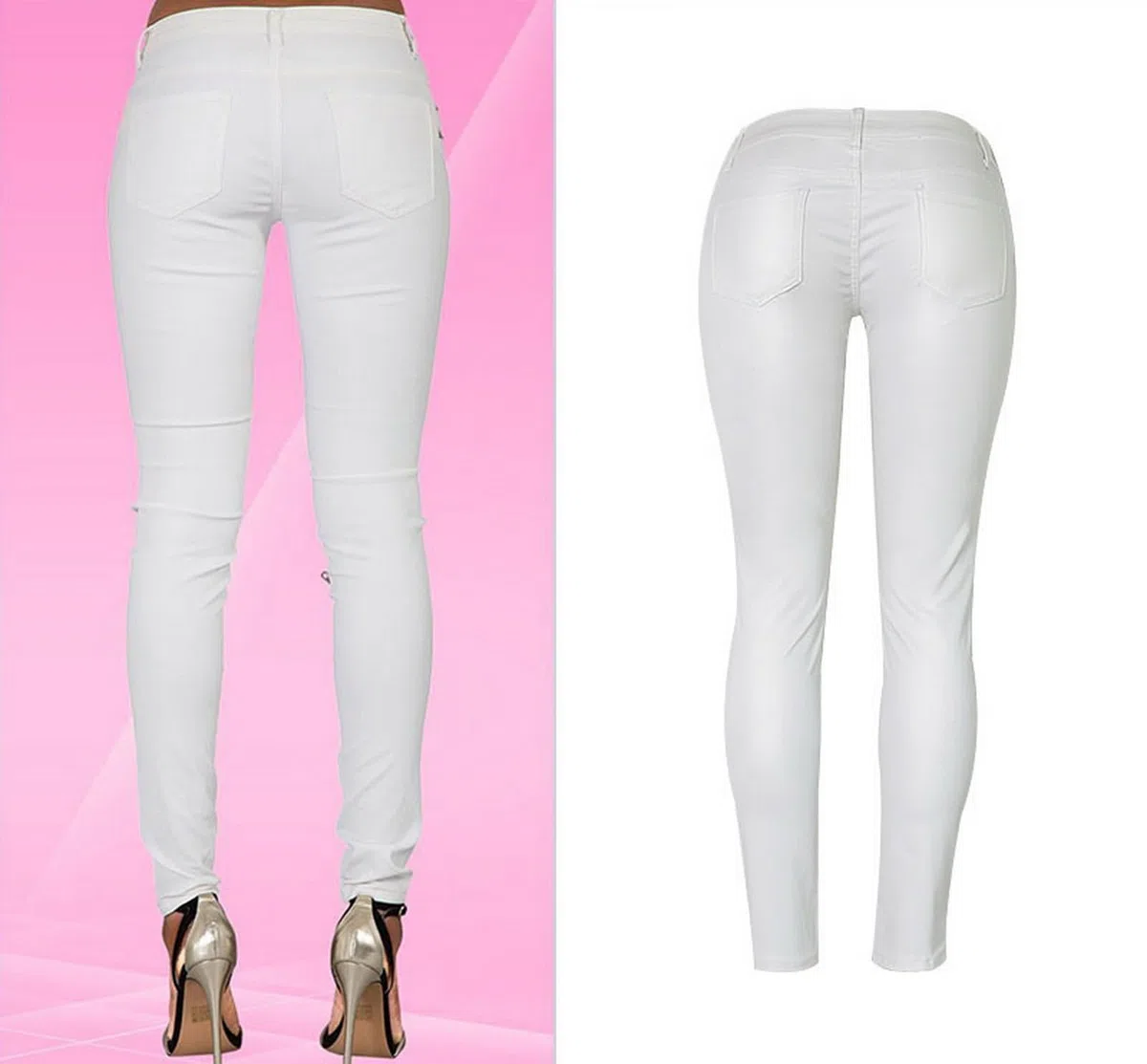 Pantaloni neri in denim rivestiti in pelle PU per le donne sexy stretti leggings da pilota elasticizzati