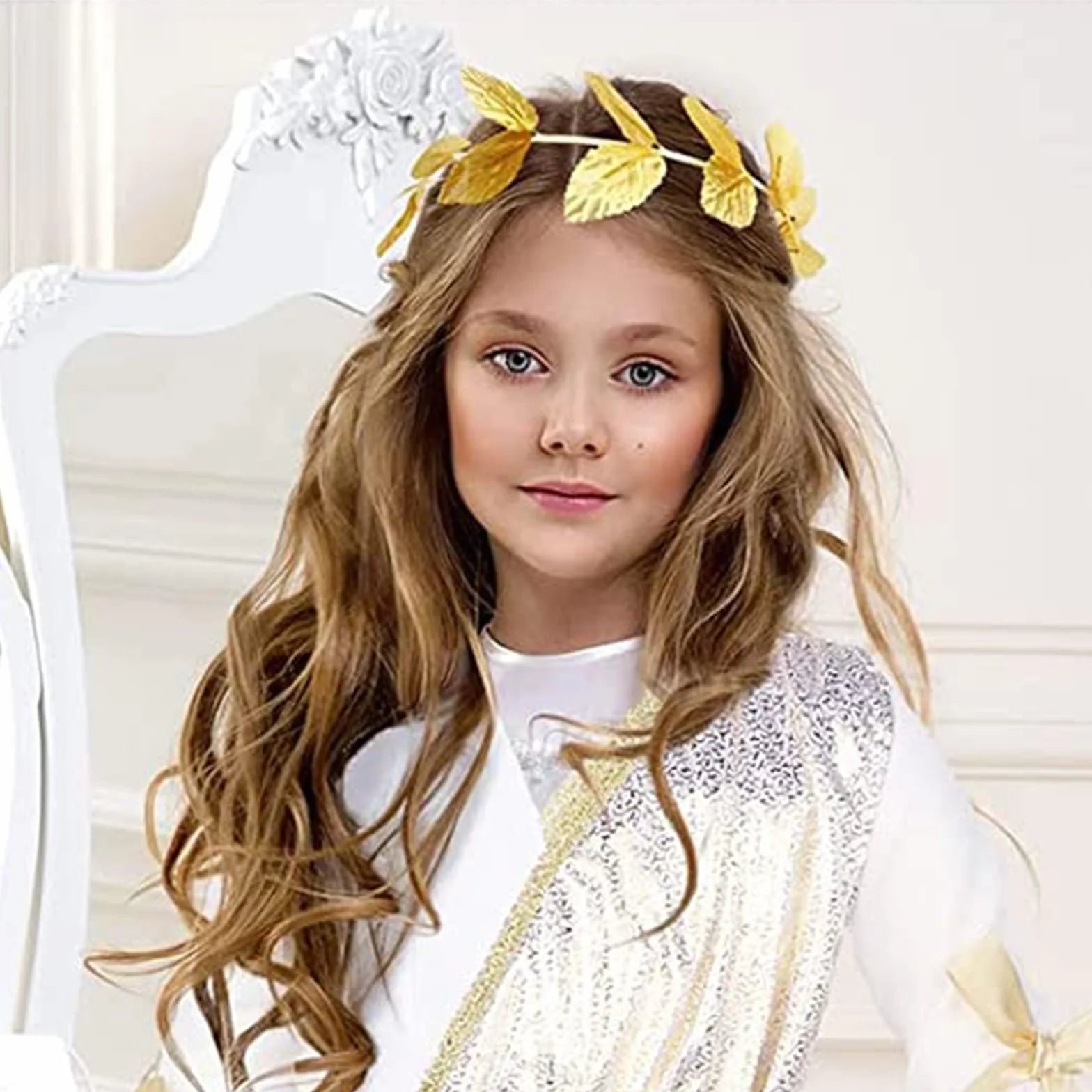 4 Pezzi Oro Foglia Fasce Copricapo Copricapo Romano Oro Foglia Corone di Alloro Romano Ghirlanda Greca,Per Uomo Donna Accessori Natale