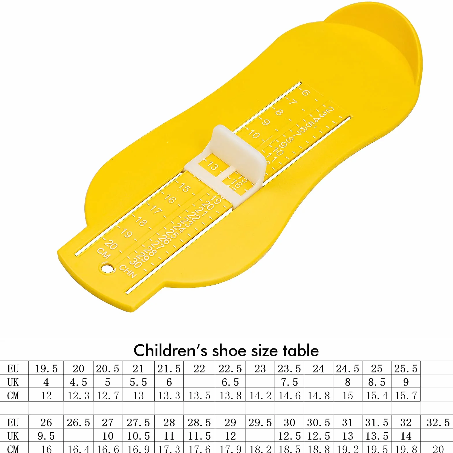 Winfred Misuratore del Piede, Leggero Scarpa Piedi Misuratore Dispositivo di Misurazione Del Piede Righello, Misuratore Piede per Scarpe, 2 Pezzi per Adulti e Bambini (giallo)