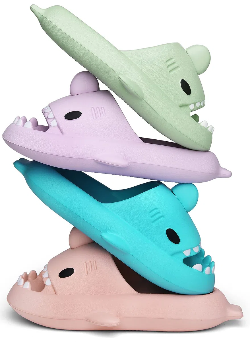 Ciabatte Squalo Estive Donna Uomo Pantofole da Bagno Comode Ciabatta da Doccia Antiscivolo Sandali da Spiaggia e Piscina a Punta Aperta Shark Slides Slippers