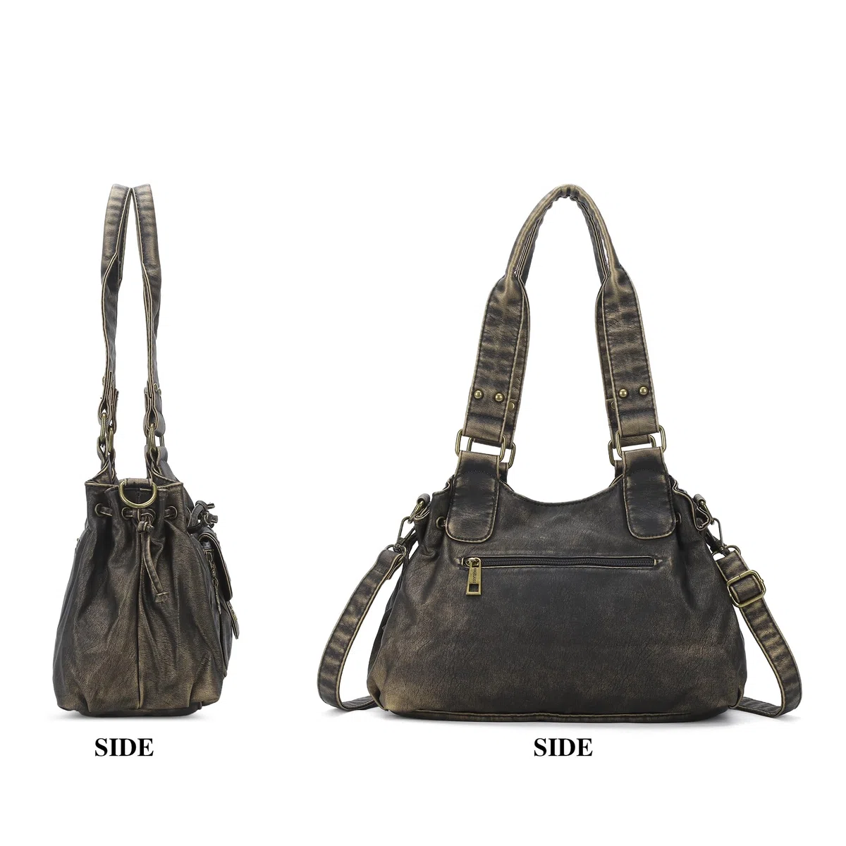 Angel Kiss Piccola borsa hobo da donna in pelle lavata retrò borsa a tracolla spaziosa con manici superiori borse con tracolla rimovibile