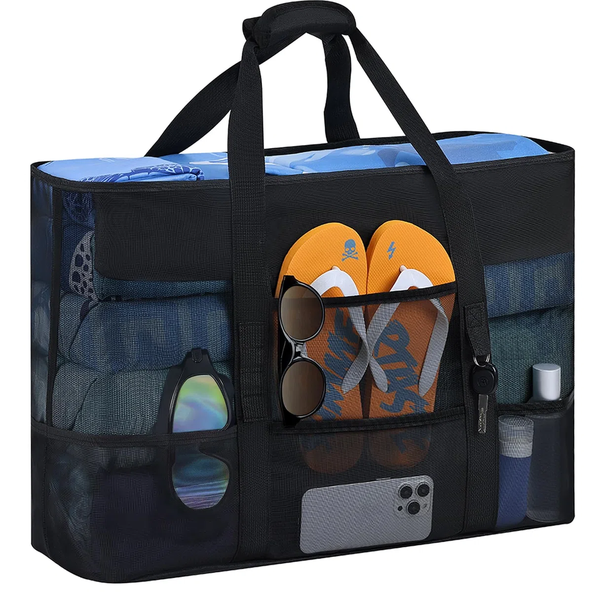 BBLIKE Borsa Mare Grande XXL Famiglia - Borse da Spiaggia Donna con Chiusura Zip e Impermeabile Leggera, Multitasche ad Ampia Capacità Borsello Tracolla Donna per Shopping, Viaggio, Campeggio