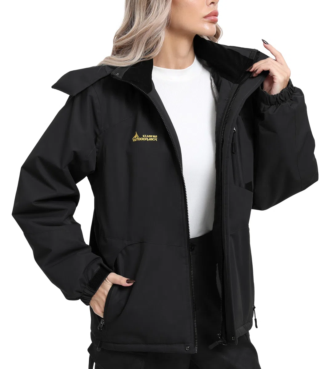 Giacca Sci Donna Pile Impermeabile Giacca Montagna Trekking Softshell Invernale Antivento Calda Giubbotto Neve Cappotto con Cappuccio All'aperto
